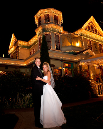 night shot queen anne victorian manion