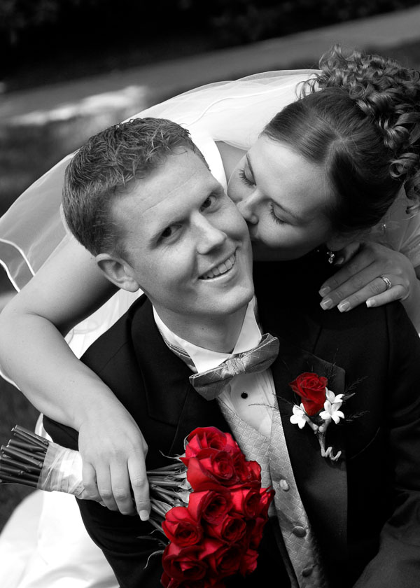 bride kissing groom