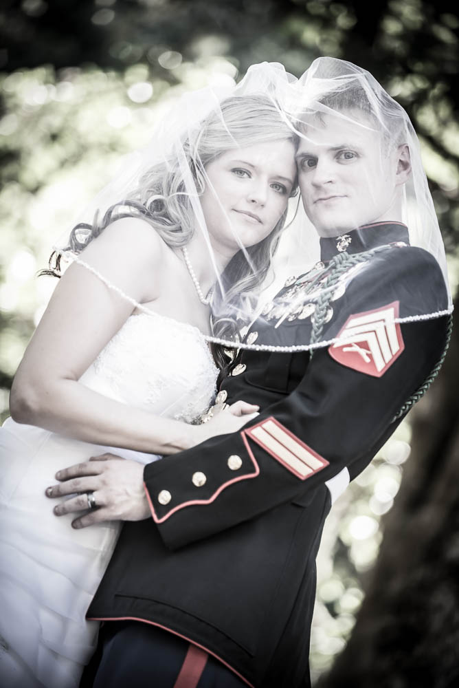 bride and military groom